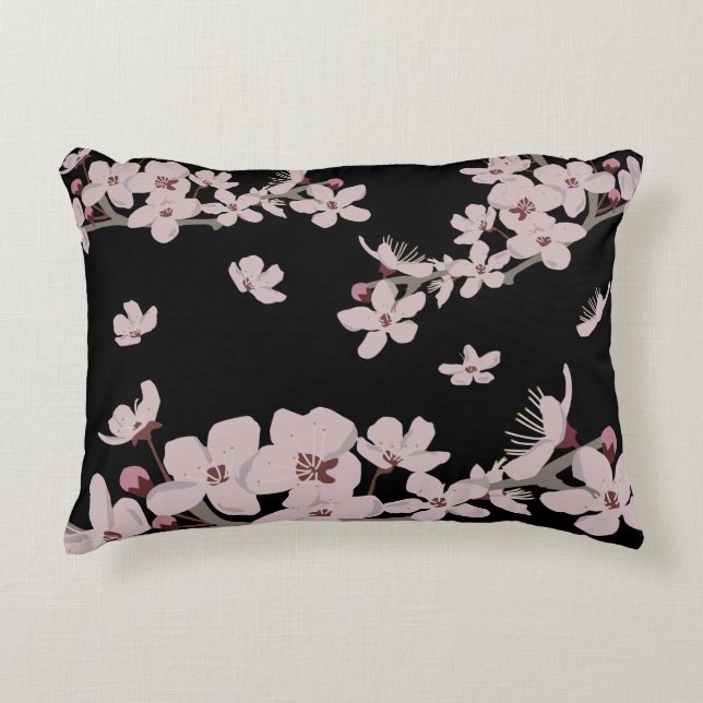 Cherry Blossoms Floating Flowers Accent Pillow (Front)
