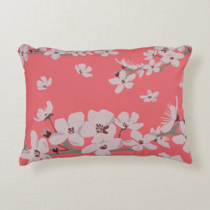Cherry Blossoms Floating Flowers Accent Pillow