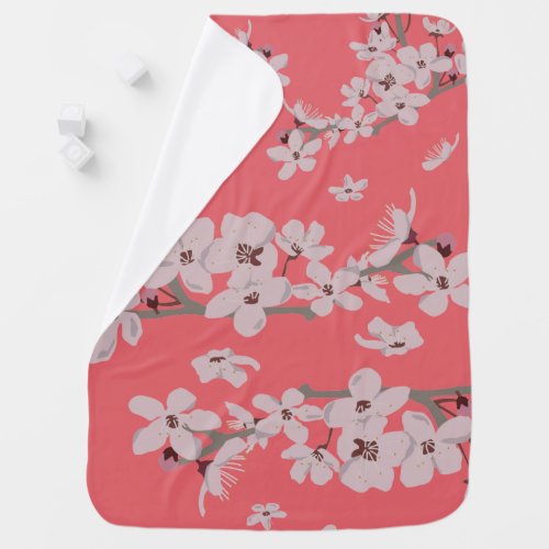 Cherry Blossoms Floating Flowers Baby Blanket