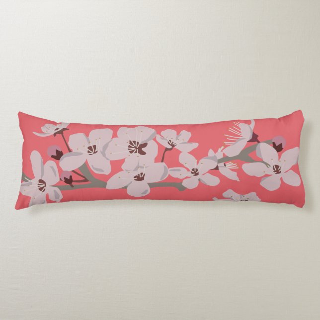 Cherry Blossoms Floating Flowers Body Pillow (Front)