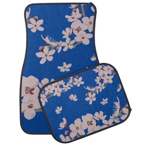 Cherry Blossoms Floating Flowers Deep Blue Car Floor Mat