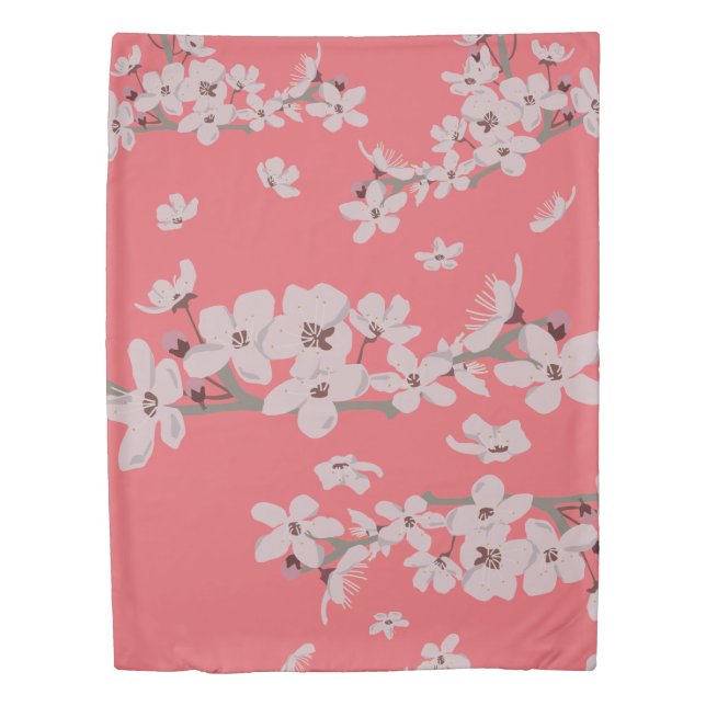 Cherry Blossoms Floating Flowers Duvet Cover (Front)