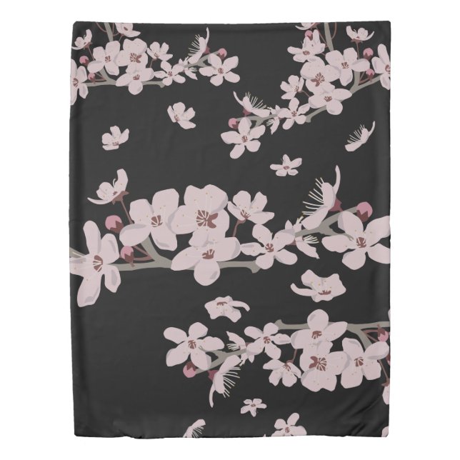 Cherry Blossoms Floating Flowers Duvet Cover (Front)