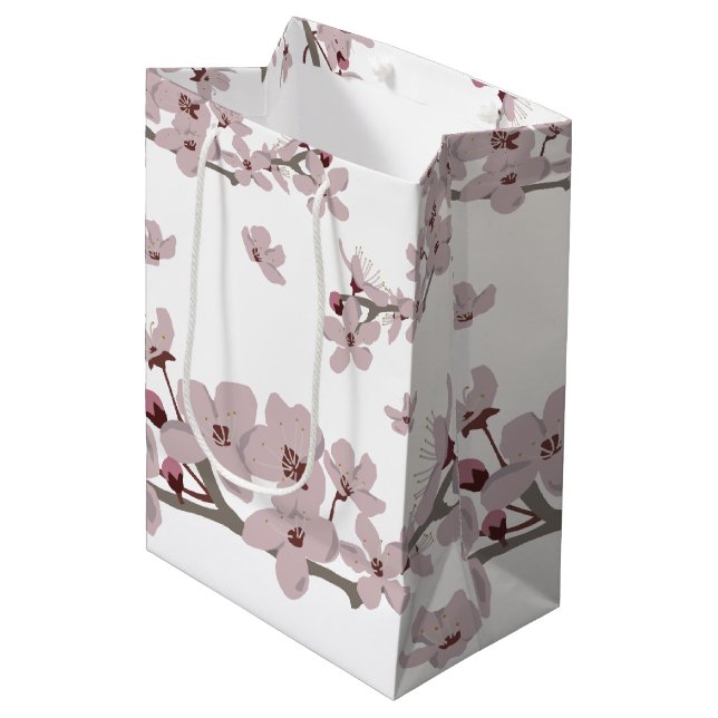 Cherry Blossoms Floating Flowers  Medium Gift Bag (Front Angled)