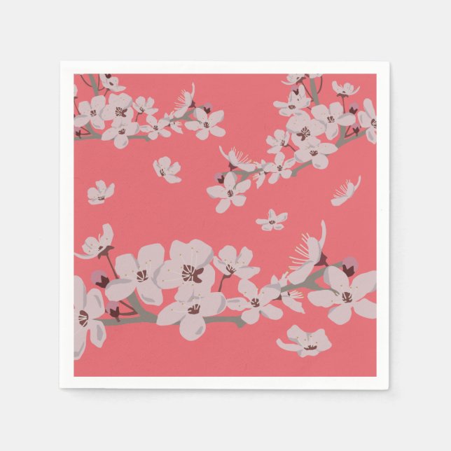 Cherry Blossoms Floating Flowers Napkins (Front)