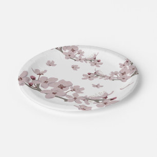 Cherry Blossoms Floating Flowers Paper Plates