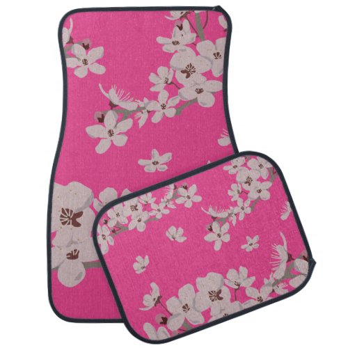 Cherry Blossoms Floating Flowers Pink Background Car Floor Mat