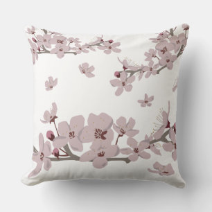 Cherry Blossoms Floating Flowers Throw Pillow