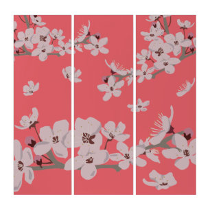 Cherry Blossoms Floating Flowers Triptych