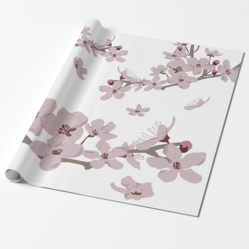 Cherry Blossoms Floating Flowers Wrapping Paper