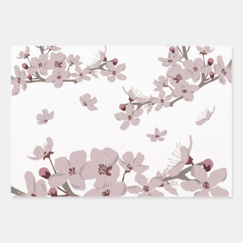 Cherry Blossoms Floating Flowers  Wrapping Paper Sheets