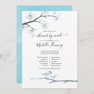 Cherry Blossoms Floral Baby Shower by Mail Invitation