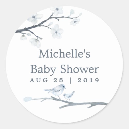 Cherry Blossoms Floral Baby Shower Classic Round Sticker