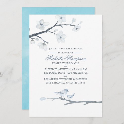 Cherry Blossoms Floral Baby Shower Invitation