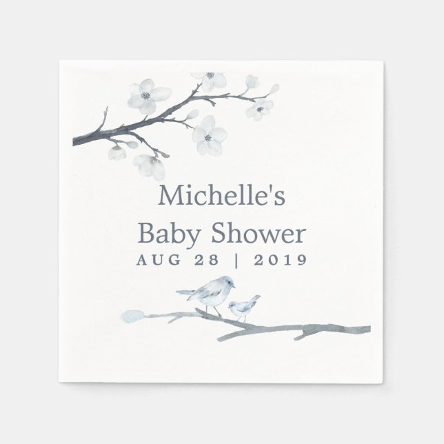 Cherry Blossoms Floral Baby Shower Napkins (Front)