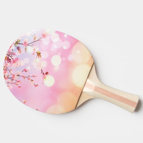 Cherry Blossoms Floral Background Flower Design Ping Pong Paddle