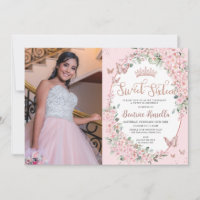 Cherry Blossoms Floral Butterflies Sweet Sixteen