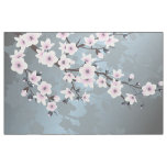 Cherry Blossoms Floral Dusty Pink Blue Fabric