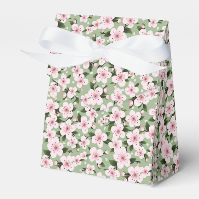 Cherry Blossoms Floral Favor Boxes (Front Side)