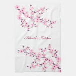 Cherry Blossoms  Floral Pink White Personalize Kitchen Towel at Zazzle
