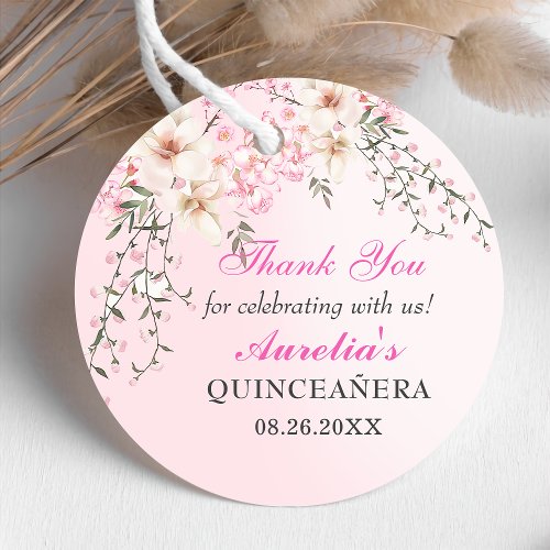 Cherry Blossoms Floral Sweet Sixteen Birthday Favor Tags