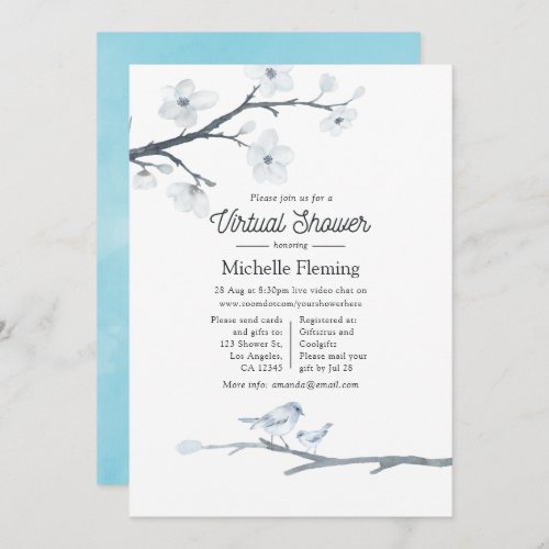 Cherry Blossoms Floral Virtual Baby Shower Invitation