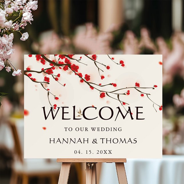 Cherry Blossoms Floral Wedding Welcome Foam Board (Creator Uploaded)