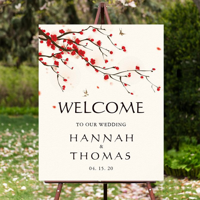 Cherry Blossoms Floral Welcome Wedding Sign (Creator Uploaded)
