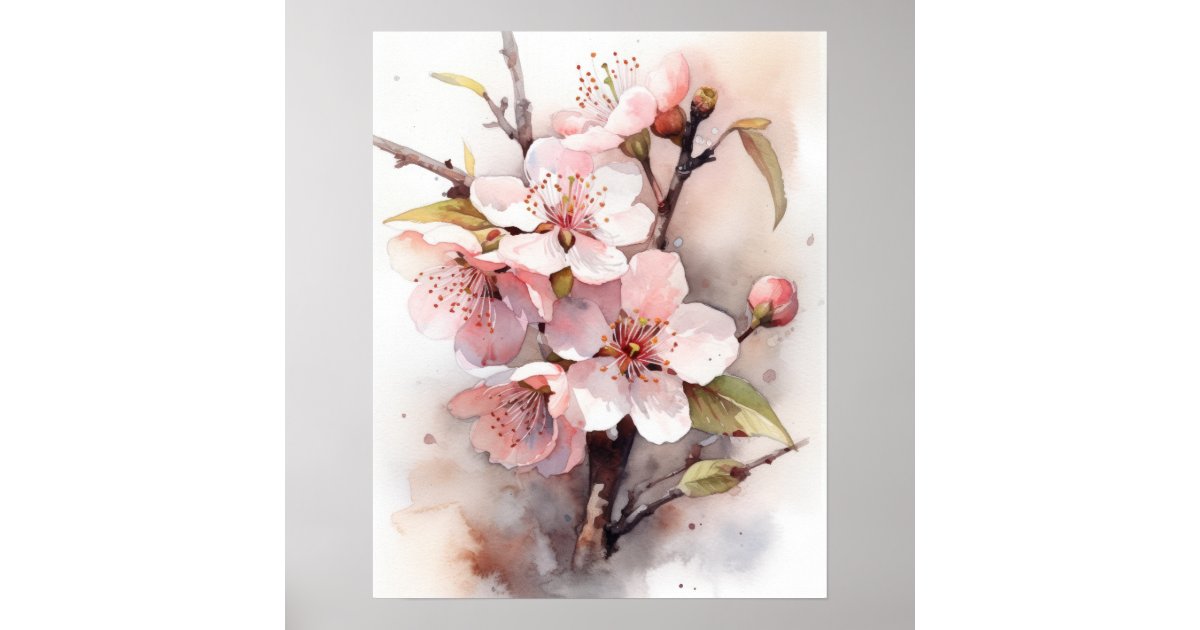 Cherry Blossoms Flower Art Print Poster | Zazzle