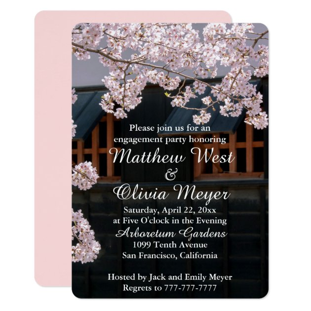 Cherry Blossoms Flower Engagement Party Invitation