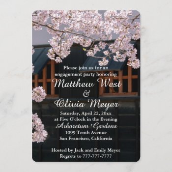 Cherry Blossoms Flower Engagement Party Invitation by bridalwedding at Zazzle