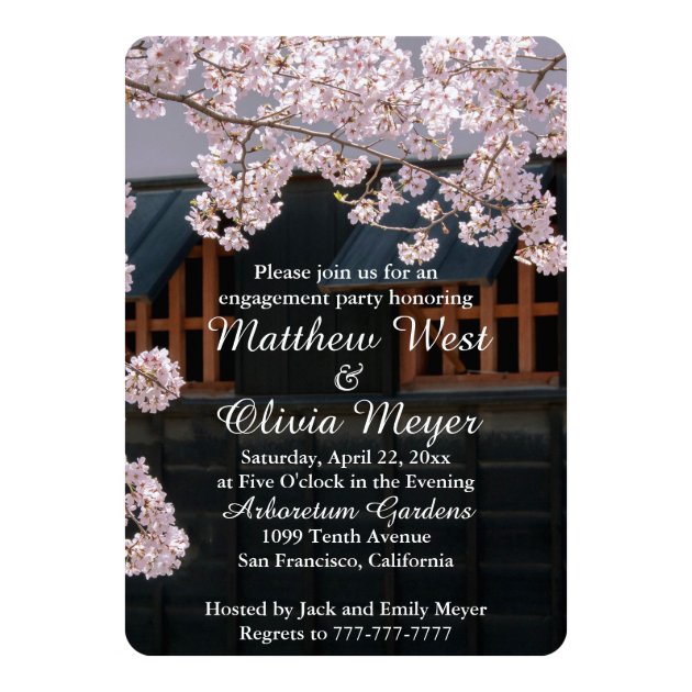 Cherry Blossoms Flower Engagement Party Invitation