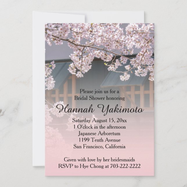 Cherry Blossoms Flowers Bridal Shower Invitation (Front)