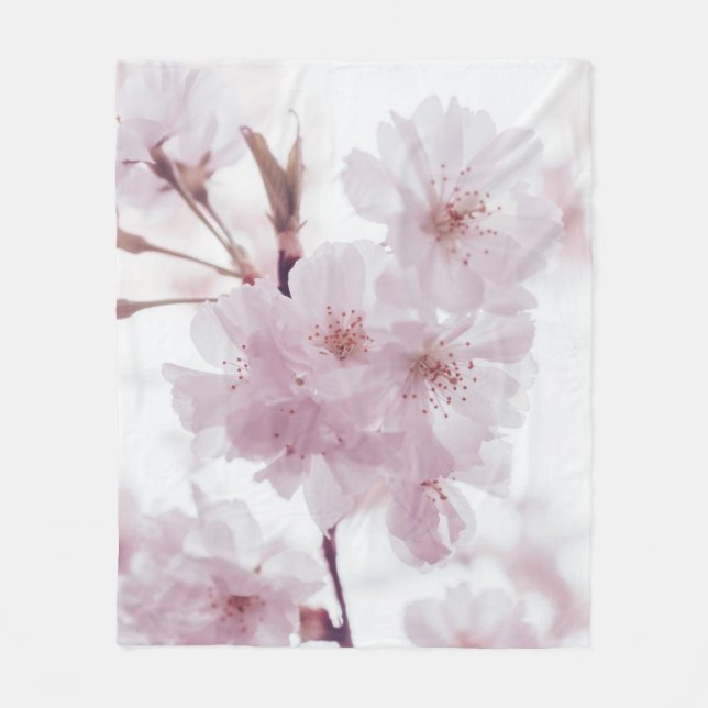 CHERRY BLOSSOMS FLOWERS FLEECE BLANKET (Front)