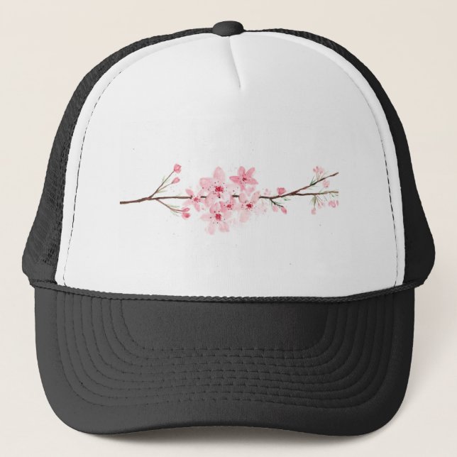 Cherry blossoms flowers trucker hat (Front)