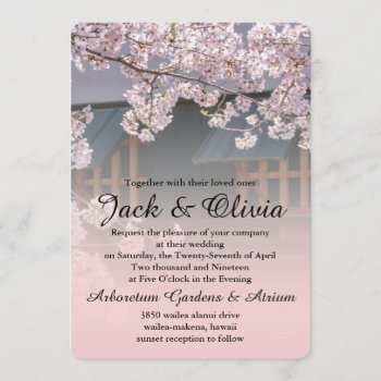 Cherry Blossoms Flowers Wedding Invitation by bridalwedding at Zazzle