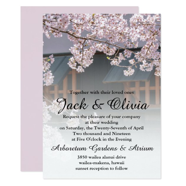 Cherry Blossoms Flowers Wedding Invitation