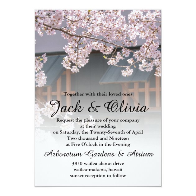 Cherry Blossoms Flowers Wedding Invitation