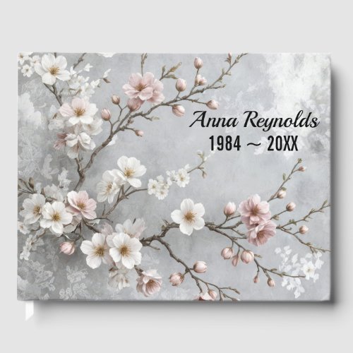 Cherry Blossoms for Memorial Service Guest Book