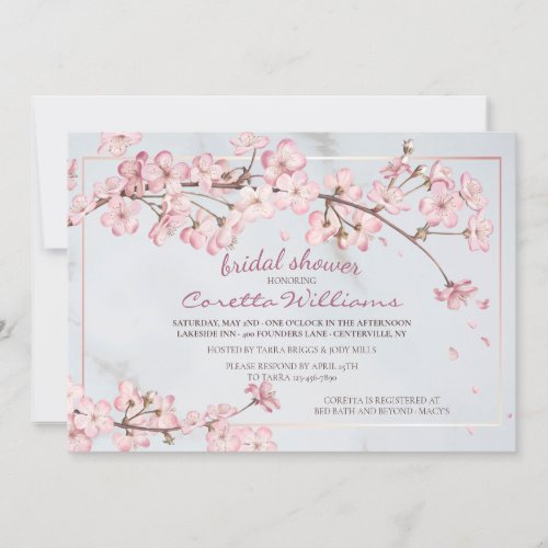 Cherry Blossoms Frame Bridal Shower Invitation