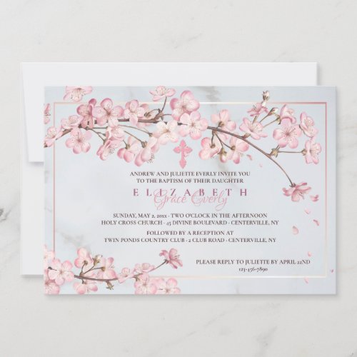 Cherry Blossoms Frame Religious Invitation