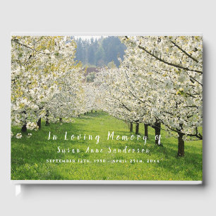 Cherry Blossoms Funeral Memorial Guest Book