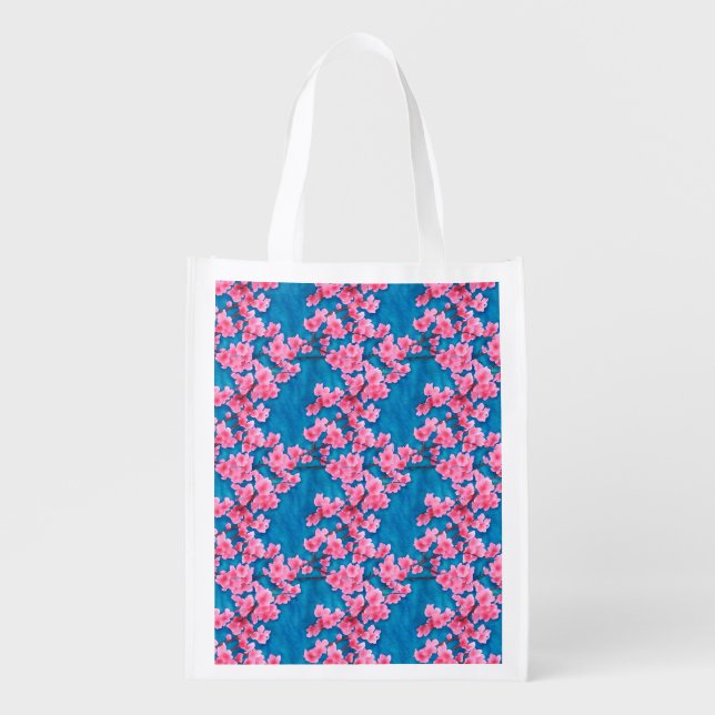 Cherry Blossoms Grocery Bag (Front)