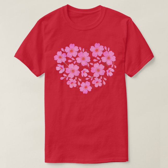 Cherry Blossoms Heart Sakura Flowers  T-Shirt (Design Front)
