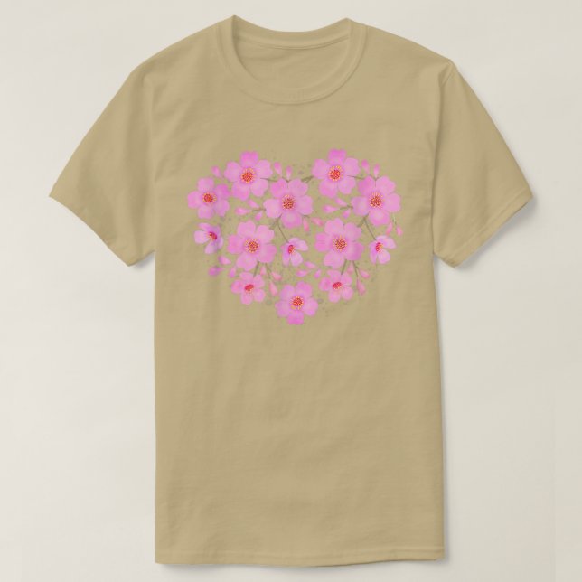 Cherry Blossoms Heart Sakura Flowers  T-Shirt (Design Front)