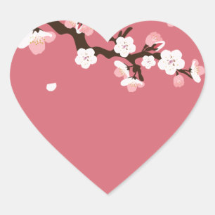 Cherry Blossoms Heart Sticker