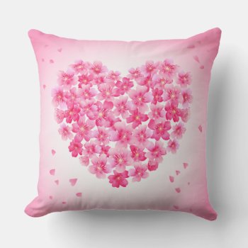 Cherry Blossoms Heart Throw Pillow by steelmoment at Zazzle