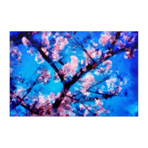 Cherry blossoms  Homage to van Gogh and Monet Acrylic Print