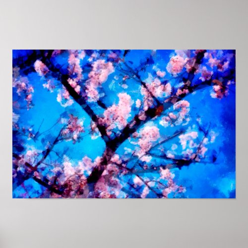 Cherry blossoms  Homage to van Gogh and Monet Poster