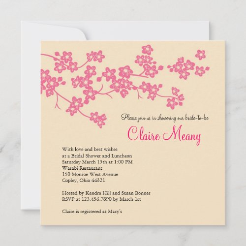 Cherry Blossoms in Pink and Ivory Invitation